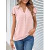 MEROKEETY Women’s 2026 Spring V Neck Ruffle Short Sleeve Blouse Summer Swiss Dot Dressy Casual Flowy Shirt Tunic Top(Light Pink)