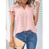 MEROKEETY Women’s 2026 Spring V Neck Ruffle Short Sleeve Blouse Summer Swiss Dot Dressy Casual Flowy Shirt Tunic Top(Light Pink)