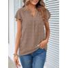 MEROKEETY Women’s 2026 Spring V Neck Ruffle Short Sleeve Blouse Summer Swiss Dot Dressy Casual Flowy Shirt Tunic Top(Mocha)