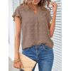MEROKEETY Women’s 2026 Spring V Neck Ruffle Short Sleeve Blouse Summer Swiss Dot Dressy Casual Flowy Shirt Tunic Top(Mocha)
