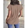 MEROKEETY Women’s 2026 Spring V Neck Ruffle Short Sleeve Blouse Summer Swiss Dot Dressy Casual Flowy Shirt Tunic Top(Mocha)