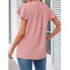 MEROKEETY Women’s 2026 Spring V Neck Ruffle Short Sleeve Blouse Summer Swiss Dot Dressy Casual Flowy Shirt Tunic Top(Pink)