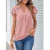 MEROKEETY Women’s 2026 Spring V Neck Ruffle Short Sleeve Blouse Summer Swiss Dot Dressy Casual Flowy Shirt Tunic Top(Pink)