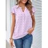 MEROKEETY Women’s 2026 Spring V Neck Ruffle Short Sleeve Blouse Summer Swiss Dot Dressy Casual Flowy Shirt Tunic Top(Purple)