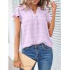 MEROKEETY Women’s 2026 Spring V Neck Ruffle Short Sleeve Blouse Summer Swiss Dot Dressy Casual Flowy Shirt Tunic Top(Purple)