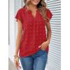 MEROKEETY Women’s 2026 Spring V Neck Ruffle Short Sleeve Blouse Summer Swiss Dot Dressy Casual Flowy Shirt Tunic Top(Red)