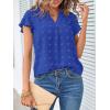 MEROKEETY Women’s 2026 Spring V Neck Ruffle Short Sleeve Blouse Summer Swiss Dot Dressy Casual Flowy Shirt Tunic Top(Royal)