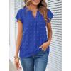 MEROKEETY Women’s 2026 Spring V Neck Ruffle Short Sleeve Blouse Summer Swiss Dot Dressy Casual Flowy Shirt Tunic Top(Royal)