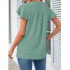 MEROKEETY Women’s 2026 Spring V Neck Ruffle Short Sleeve Blouse Summer Swiss Dot Dressy Casual Flowy Shirt Tunic Top(Sage)