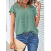 MEROKEETY Women’s 2026 Spring V Neck Ruffle Short Sleeve Blouse Summer Swiss Dot Dressy Casual Flowy Shirt Tunic Top(Sage)