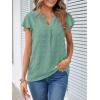 MEROKEETY Women’s 2026 Spring V Neck Ruffle Short Sleeve Blouse Summer Swiss Dot Dressy Casual Flowy Shirt Tunic Top(Sage)
