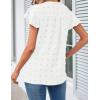 MEROKEETY Women’s 2026 Spring V Neck Ruffle Short Sleeve Blouse Summer Swiss Dot Dressy Casual Flowy Shirt Tunic Top(White)