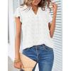 MEROKEETY Women’s 2026 Spring V Neck Ruffle Short Sleeve Blouse Summer Swiss Dot Dressy Casual Flowy Shirt Tunic Top(White)