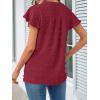 MEROKEETY Women’s 2026 Spring V Neck Ruffle Short Sleeve Blouse Summer Swiss Dot Dressy Casual Flowy Shirt Tunic Top(Wine Red)
