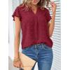 MEROKEETY Women’s 2026 Spring V Neck Ruffle Short Sleeve Blouse Summer Swiss Dot Dressy Casual Flowy Shirt Tunic Top(Wine Red)