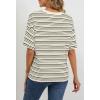 MEROKEETY Women’s 2026 Summer Short Sleeve Tops Casual Colourful Striped Crewneck Loose Work T Shirts Blouses(Grey)