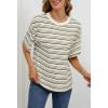 MEROKEETY Women’s 2026 Summer Short Sleeve Tops Casual Colourful Striped Crewneck Loose Work T Shirts Blouses(Grey)