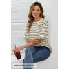 MEROKEETY Women’s 2026 Summer Short Sleeve Tops Casual Colourful Striped Crewneck Loose Work T Shirts Blouses(Grey)