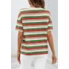 MEROKEETY Women’s 2026 Summer Short Sleeve Tops Casual Colourful Striped Crewneck Loose Work T Shirts Blouses(Orange)