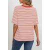 MEROKEETY Women’s 2026 Summer Short Sleeve Tops Casual Colourful Striped Crewneck Loose Work T Shirts Blouses(Pink)