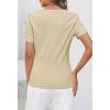 MEROKEETY Women’s 2026 Summer Short Sleeve Tops Casual V Neck T Shirts Ribbed Knit Henley Button Basic Blouse(Apricot)