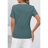 MEROKEETY Women’s 2026 Summer Short Sleeve Tops Casual V Neck T Shirts Ribbed Knit Henley Button Basic Blouse(Blue)