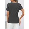 MEROKEETY Women’s 2026 Summer Short Sleeve Tops Casual V Neck T Shirts Ribbed Knit Henley Button Basic Blouse(Darkgrey)