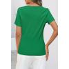 MEROKEETY Women’s 2026 Summer Short Sleeve Tops Casual V Neck T Shirts Ribbed Knit Henley Button Basic Blouse(Forest Green)