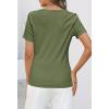 MEROKEETY Women’s 2026 Summer Short Sleeve Tops Casual V Neck T Shirts Ribbed Knit Henley Button Basic Blouse(Green)