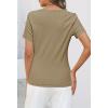 MEROKEETY Women’s 2026 Summer Short Sleeve Tops Casual V Neck T Shirts Ribbed Knit Henley Button Basic Blouse(Khaki)
