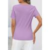 MEROKEETY Women’s 2026 Summer Short Sleeve Tops Casual V Neck T Shirts Ribbed Knit Henley Button Basic Blouse(Lavender)