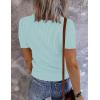 MEROKEETY Women’s 2026 Summer Short Sleeve Tops Casual V Neck T Shirts Ribbed Knit Henley Button Basic Blouse(Lightblue)