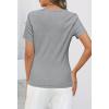 MEROKEETY Women’s 2026 Summer Short Sleeve Tops Casual V Neck T Shirts Ribbed Knit Henley Button Basic Blouse(Lightgrey)
