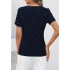 MEROKEETY Women’s 2026 Summer Short Sleeve Tops Casual V Neck T Shirts Ribbed Knit Henley Button Basic Blouse(Navy)