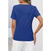 MEROKEETY Women’s 2026 Summer Short Sleeve Tops Casual V Neck T Shirts Ribbed Knit Henley Button Basic Blouse(Royal)