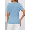 MEROKEETY Women’s 2026 Summer Short Sleeve Tops Casual V Neck T Shirts Ribbed Knit Henley Button Basic Blouse(Skyblue)