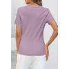 MEROKEETY Women’s 2026 Summer Short Sleeve Tops Casual V Neck T Shirts Ribbed Knit Henley Button Basic Blouse(Taro)