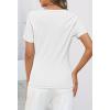 MEROKEETY Women’s 2026 Summer Short Sleeve Tops Casual V Neck T Shirts Ribbed Knit Henley Button Basic Blouse(White)