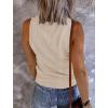 MEROKEETY Women’s 2026 Summer Sleeveless Tank Tops V Neck Ribbed Dressy Casual Henley Shirts Button Loose Cami Tees(Almond)