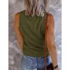 MEROKEETY Women’s 2026 Summer Sleeveless Tank Tops V Neck Ribbed Dressy Casual Henley Shirts Button Loose Cami Tees(Armygreen)