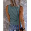 MEROKEETY Women’s 2026 Summer Sleeveless Tank Tops V Neck Ribbed Dressy Casual Henley Shirts Button Loose Cami Tees(Blue)