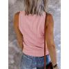 MEROKEETY Women’s 2026 Summer Sleeveless Tank Tops V Neck Ribbed Dressy Casual Henley Shirts Button Loose Cami Tees(Darkpink)