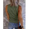 MEROKEETY Women’s 2026 Summer Sleeveless Tank Tops V Neck Ribbed Dressy Casual Henley Shirts Button Loose Cami Tees(Green)