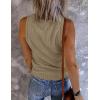 MEROKEETY Women’s 2026 Summer Sleeveless Tank Tops V Neck Ribbed Dressy Casual Henley Shirts Button Loose Cami Tees(Khaki)