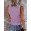 MEROKEETY Women’s 2026 Summer Sleeveless Tank Tops V Neck Ribbed Dressy Casual Henley Shirts Button Loose Cami Tees(Lavender)
