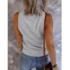 MEROKEETY Women’s 2026 Summer Sleeveless Tank Tops V Neck Ribbed Dressy Casual Henley Shirts Button Loose Cami Tees(Lightgrey)