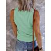 MEROKEETY Women’s 2026 Summer Sleeveless Tank Tops V Neck Ribbed Dressy Casual Henley Shirts Button Loose Cami Tees(Mint)