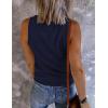 MEROKEETY Women’s 2026 Summer Sleeveless Tank Tops V Neck Ribbed Dressy Casual Henley Shirts Button Loose Cami Tees(Navy)