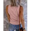 MEROKEETY Women’s 2026 Summer Sleeveless Tank Tops V Neck Ribbed Dressy Casual Henley Shirts Button Loose Cami Tees(Pink)