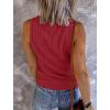 MEROKEETY Women’s 2026 Summer Sleeveless Tank Tops V Neck Ribbed Dressy Casual Henley Shirts Button Loose Cami Tees(Red)
